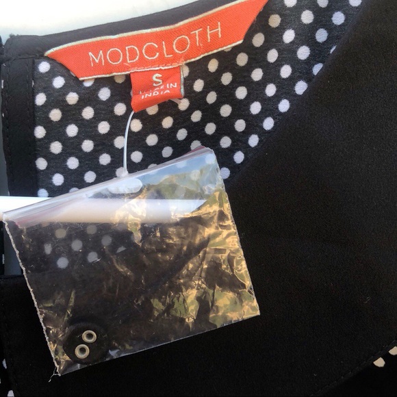 NWOT ModCloth Womens small Peter Pan Collar polka dot striped 3/4 sleeve top - Picture 7 of 8